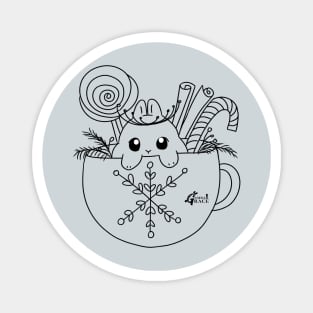 Bunny Christmas in a Cup LINEART  _ Bunniesmee Christmas edition Magnet